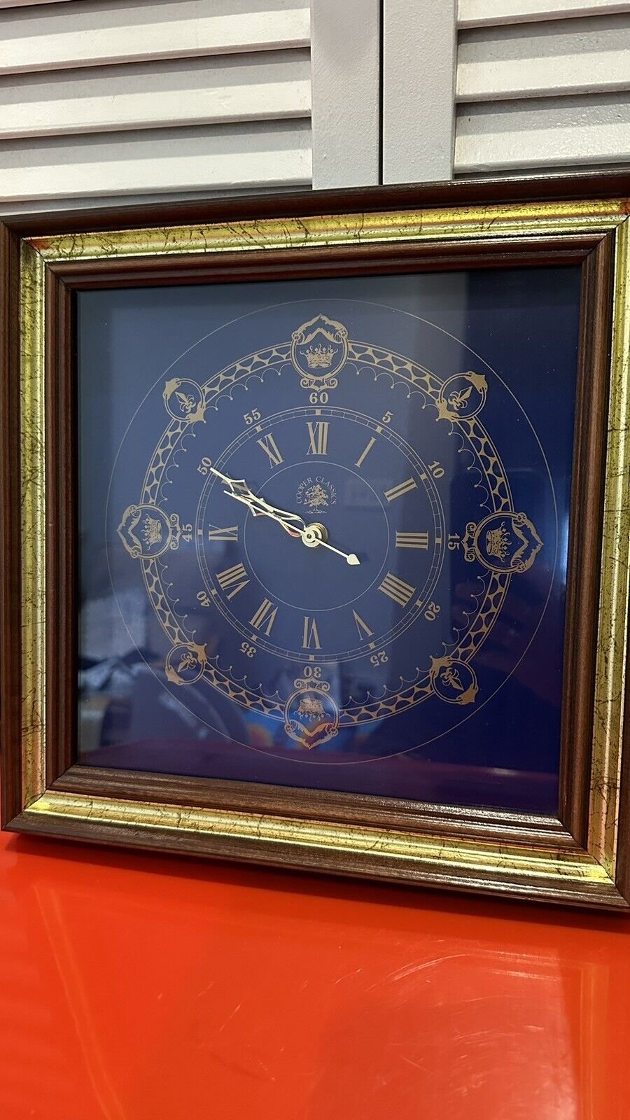 Cooper Classics Wall Clock In Wooden Frame
