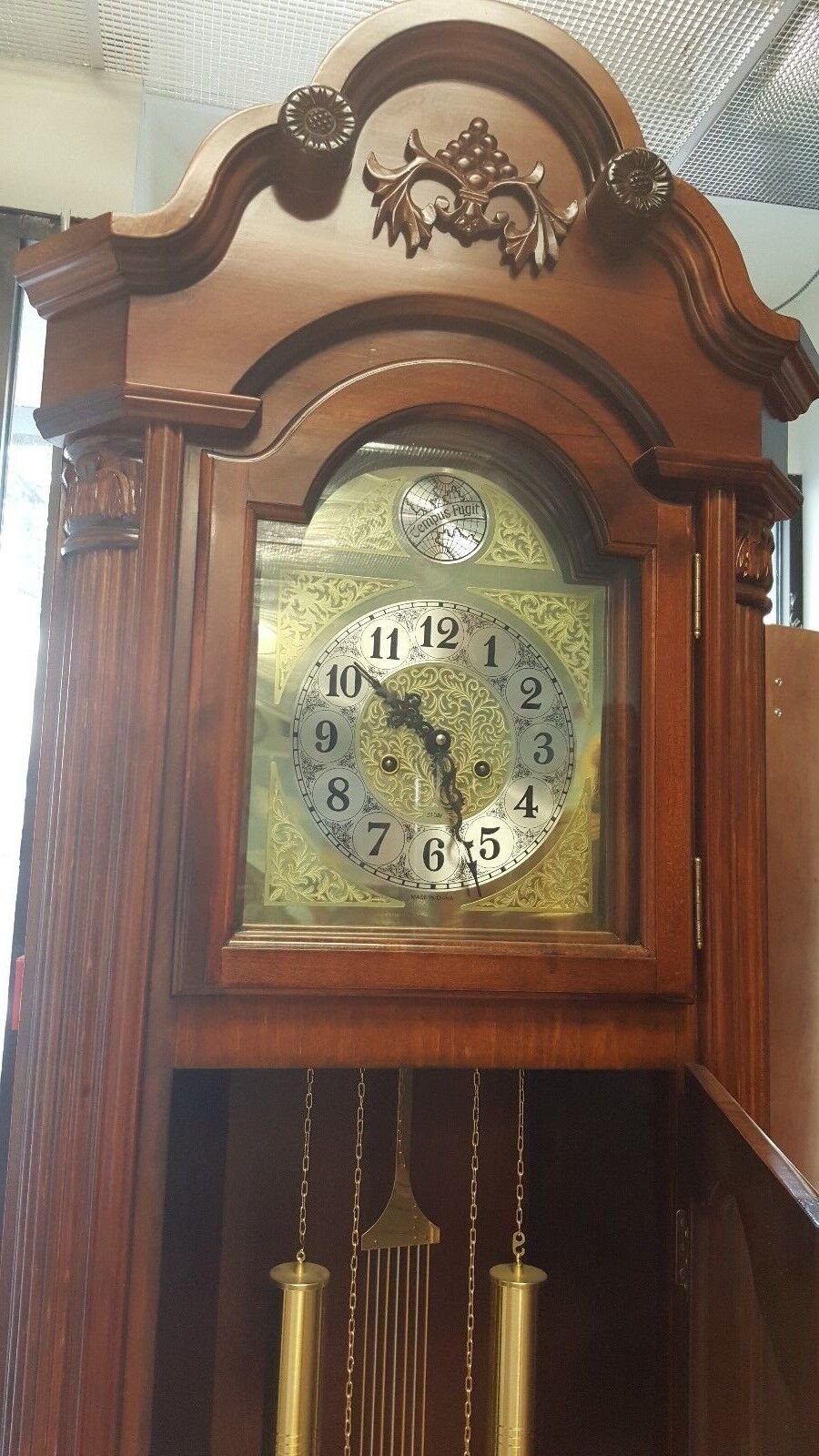 CORNER UNIT GRANDFATHER CLOCK 31-DAY WINDING MECHANICAL MOVEMENT SOLID WOOD CASE