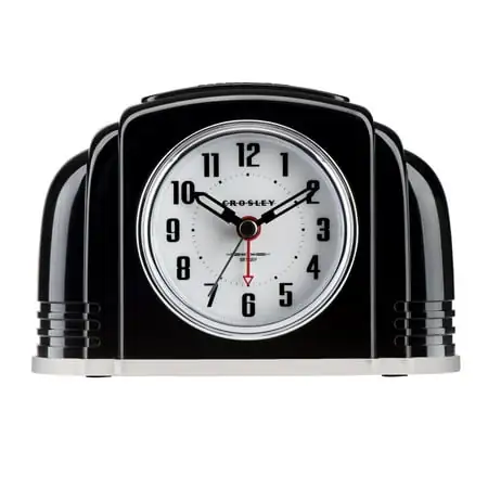 Crosley Black Vintage Art Deco Analog QA Crosley Black Vintage Art Deco Analog QA Desk or Bedside Alarm Clock, Non Ticking with Backlight
