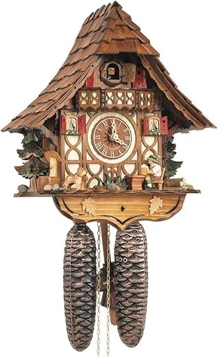 Cuckoo Clock Black Forest House with Moving Beer Drinker