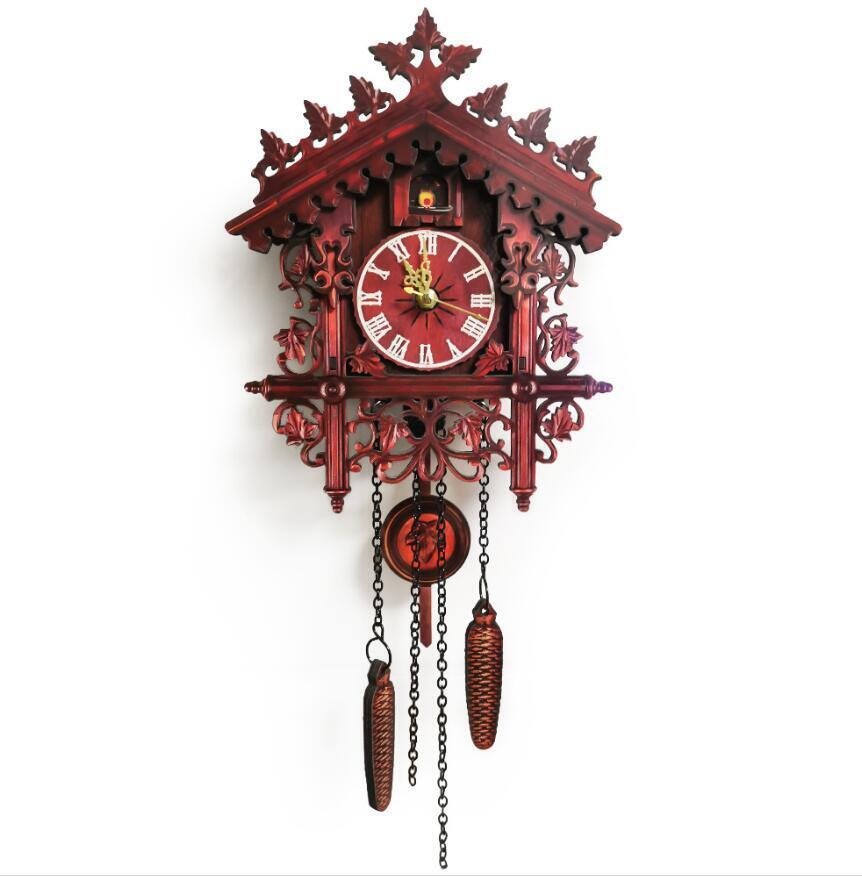 Cuckoo Wall Clock Vintage Antique Wooden Hanging Clock Home Living Room Decor
