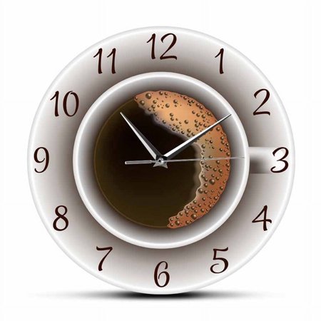 Cup of Coffee with Foam Decorative Silent Wall Clock Kitchen Decor Coffee Shop Wall Timepiece Cafe Style Wall Watch