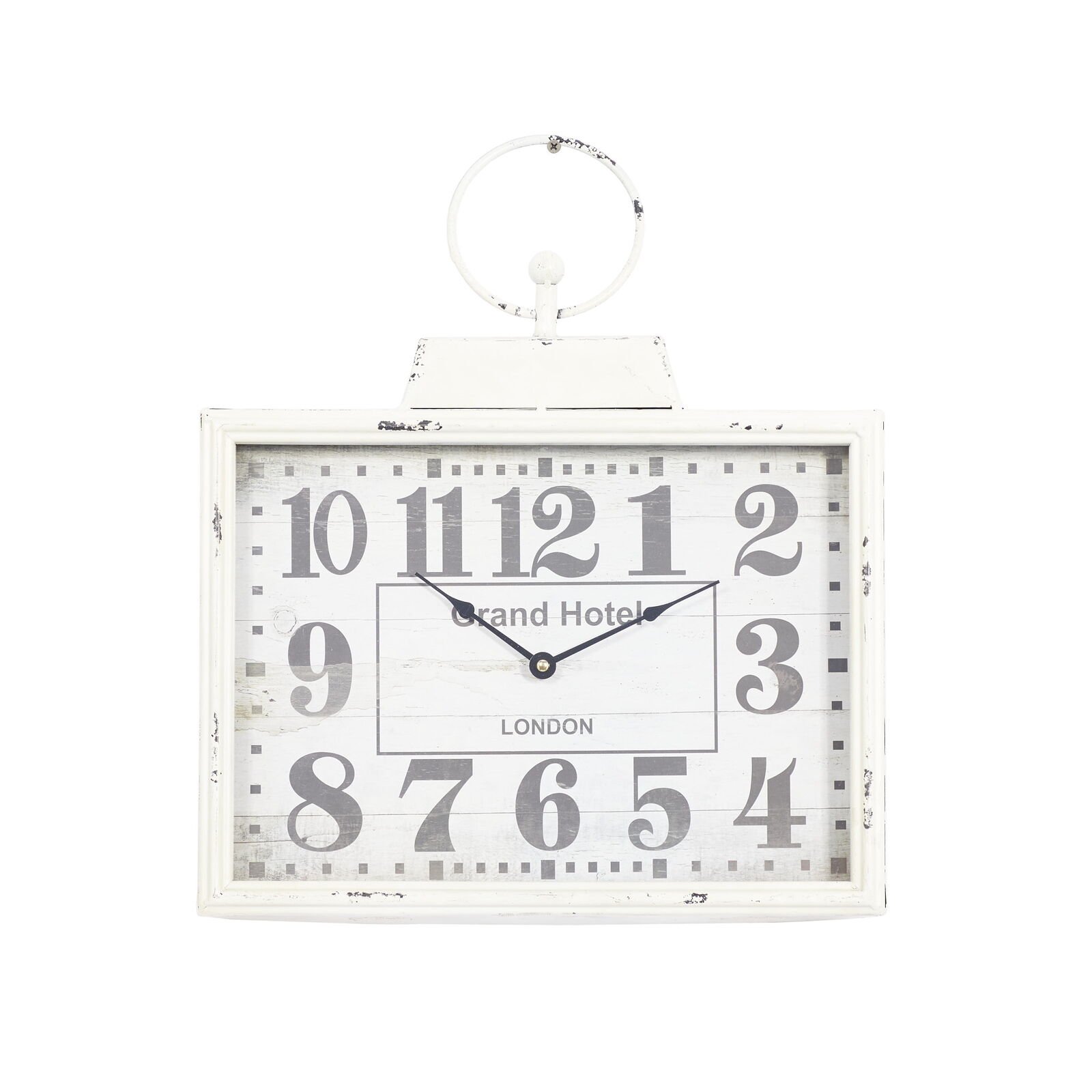 DecMode 16" X 15" White Metal Pocket Watch Style Wall Clock Home Living Room