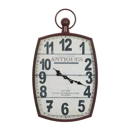 Dec Mode 19 x 33 Red Metal Pocket Watch Style Wall Clock