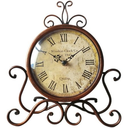 Decorations for Home Vintage Table Clock Living Room Fireplace Mantel Light House Silent Rustics Tabletop Clocks