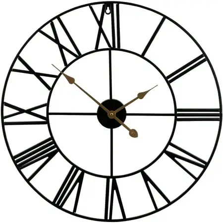 Decorative Black Large 24 Metal Wall Clock for Living Room Modern Farmhouse Wall Décor