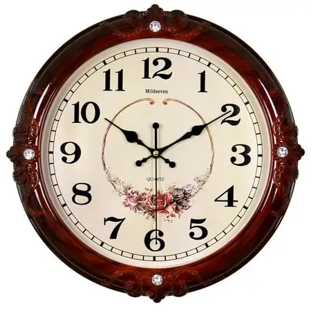Delaman Vintage Wall Clocks 13 Inch Round Battery Operated Wall Clock Silent Non Ticking Wall Clock