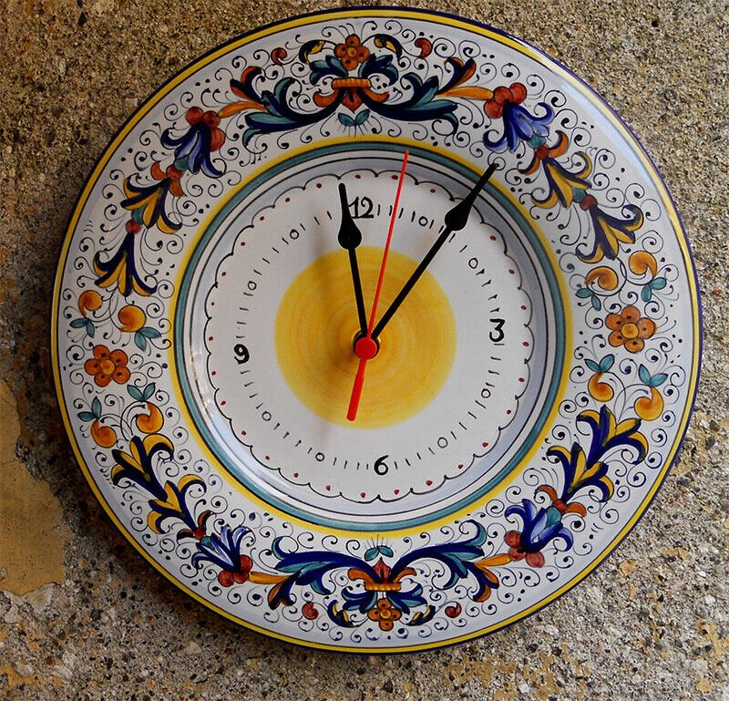 DERUTA ITALIAN POTTERY round RICCO DERUTA WALL CLOCK