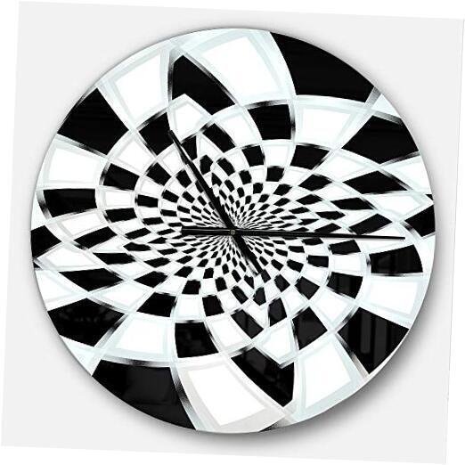 Designart 'Abstract Spiral Fractal Design' Oversized Modern Metal Clock Large