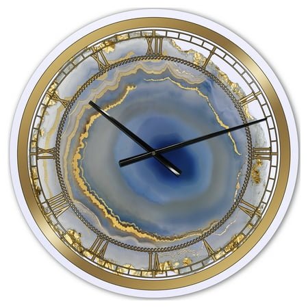Designart Large Blue Analog Round Fashion Wall Clocks, CLM25710-C23