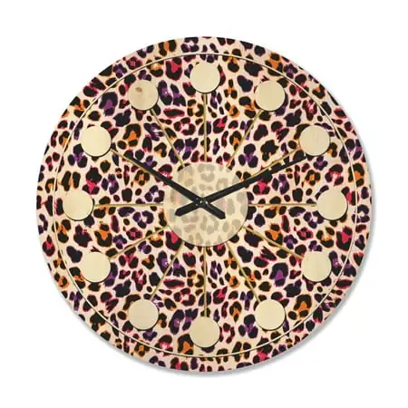 Designart 'Leopard Fur Safari Pattern VII' Mid Century Modern Wood Wall Clock photo