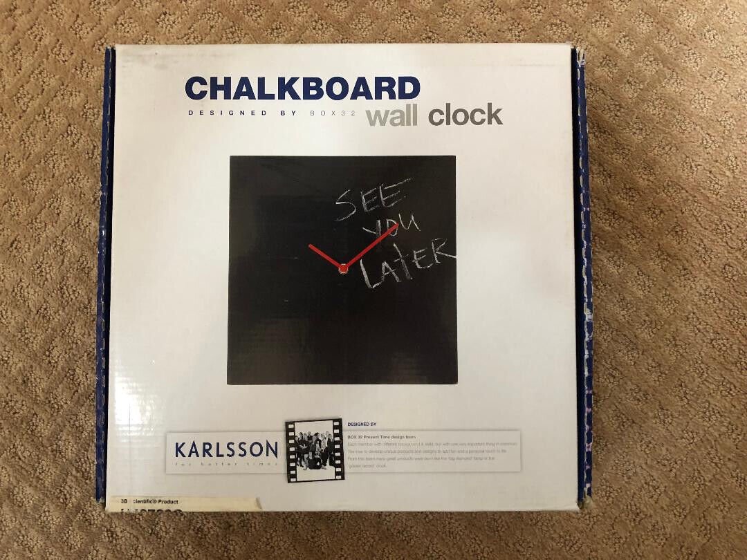 Designer Chalkboard Wall Clock with Chalk included New boxed by KARLSSON:HOLLAND
