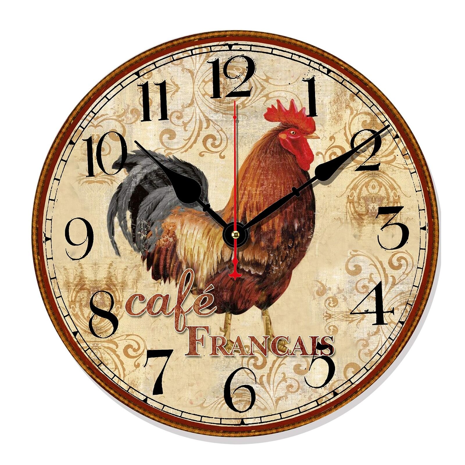Design Large Clock Rooster Chicken Cafe Home Decorative Wall Clock Wood 34CM ...