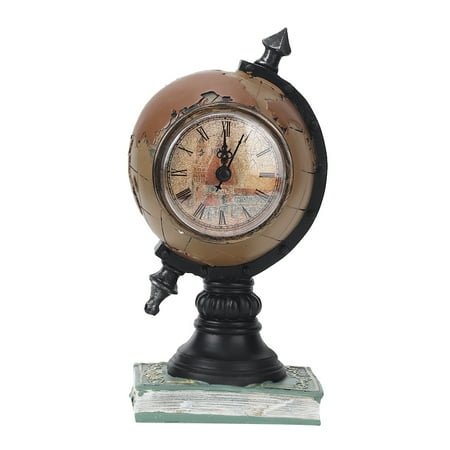 Desktop Decor for Office & Home, Money Box & Unique Craft Vintage Globe Clock with Coffee Theme