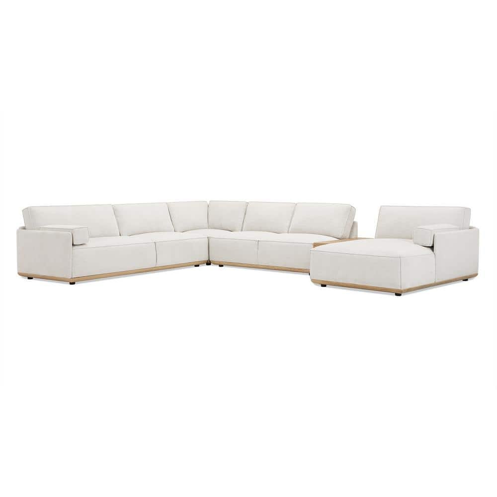 Destin 164 in. Straight Arm 5-Piece Modular LAF U-Shaped Chenille Chaise Sectional...