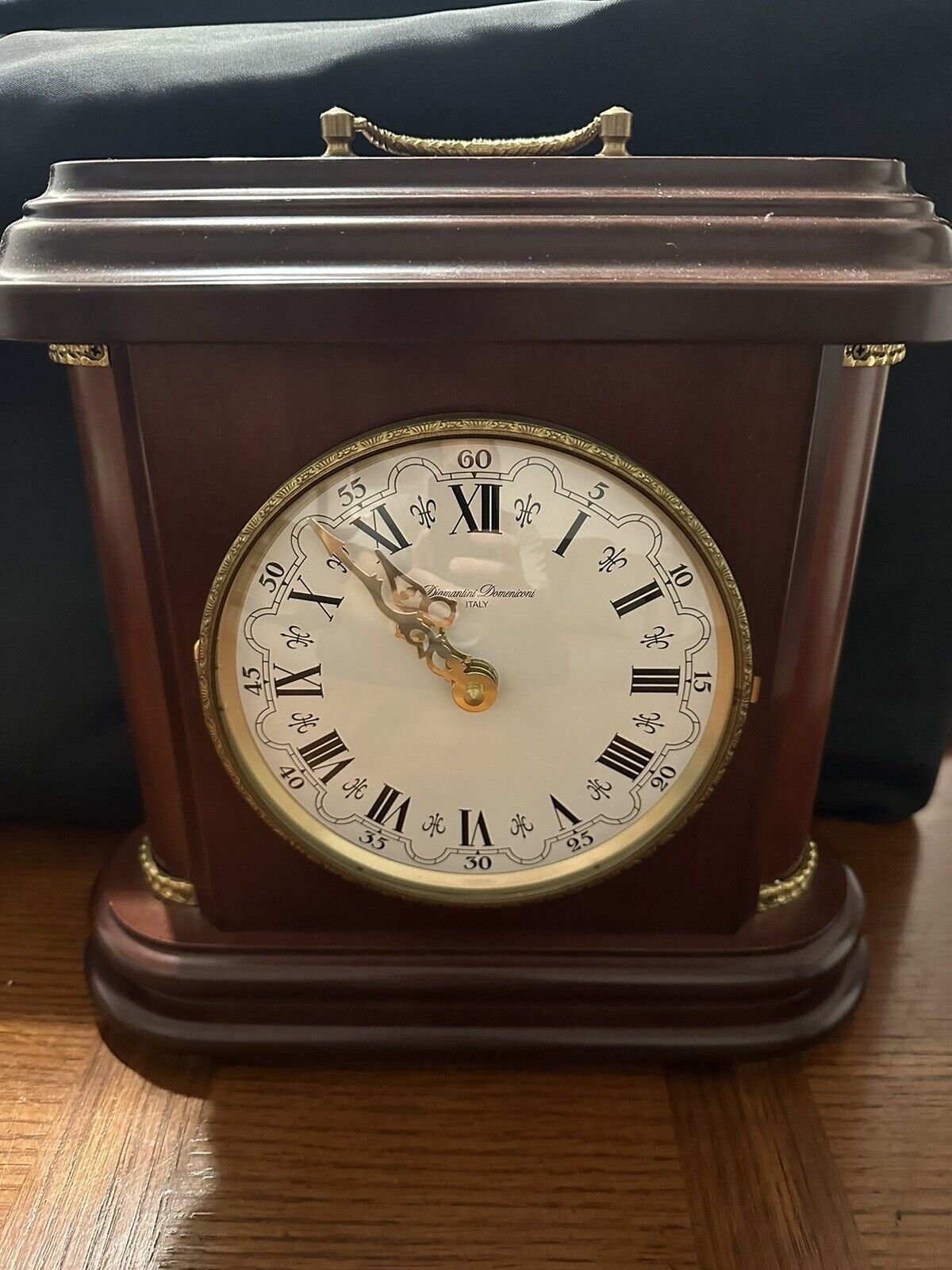 Diamantini Domeniconi Vintage Quartz Shelf Desk Mantel Clock Mahogany Wood