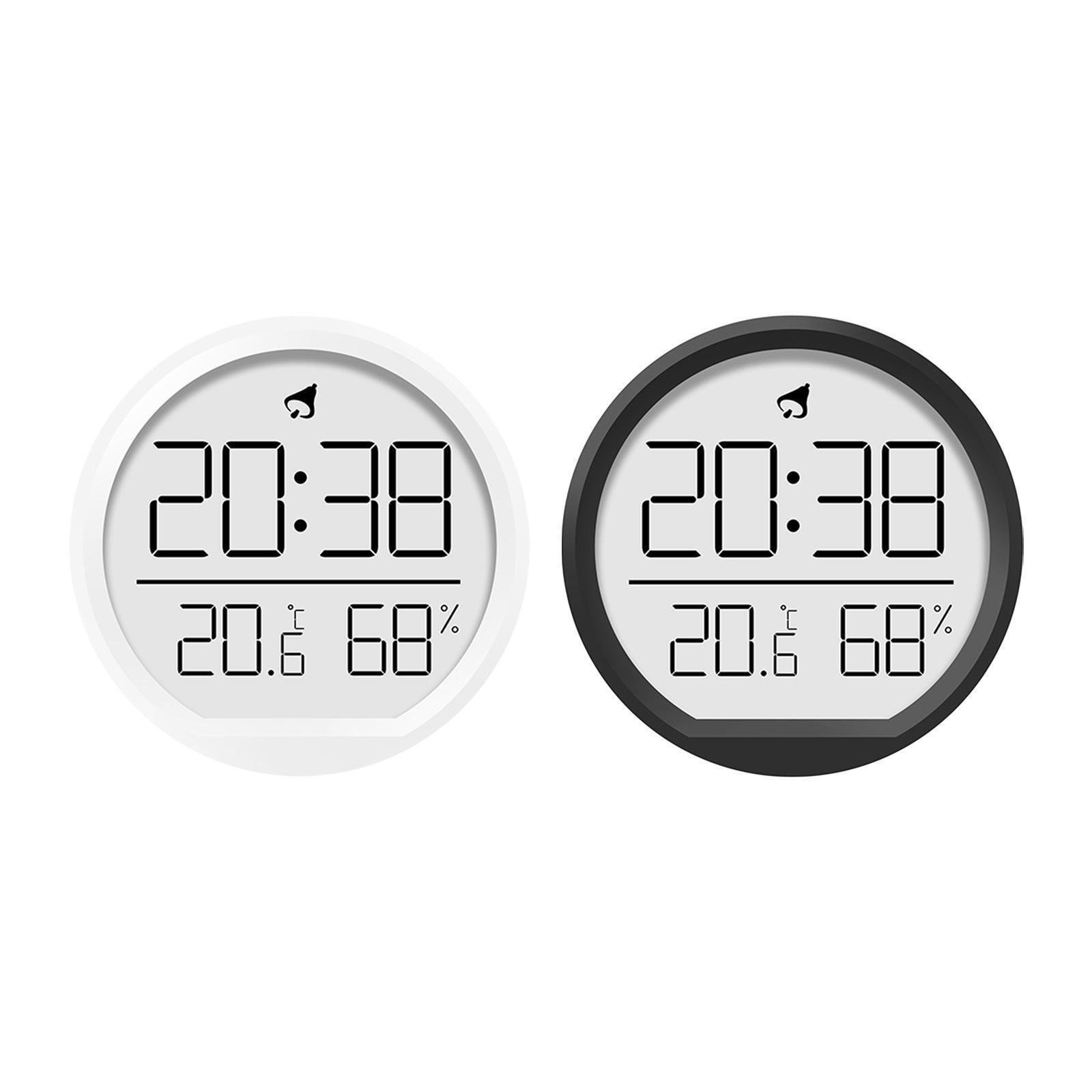 Digital Alarm Clock Wall Clock Round 7.4cm with Temperature and Humidity