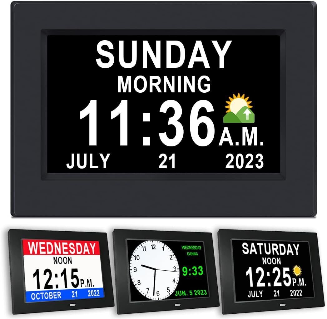 Digital Clock Day Clock Alarm Clock Wall Clock For Seniors Alzheimers Dementia E