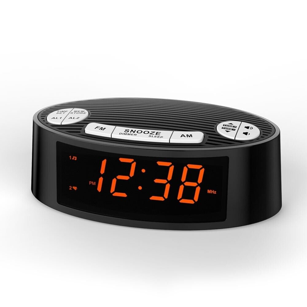 Digital Desktop Dual Alarm Clocks AM & FM Radio 12H/24H Format Display Bedroom