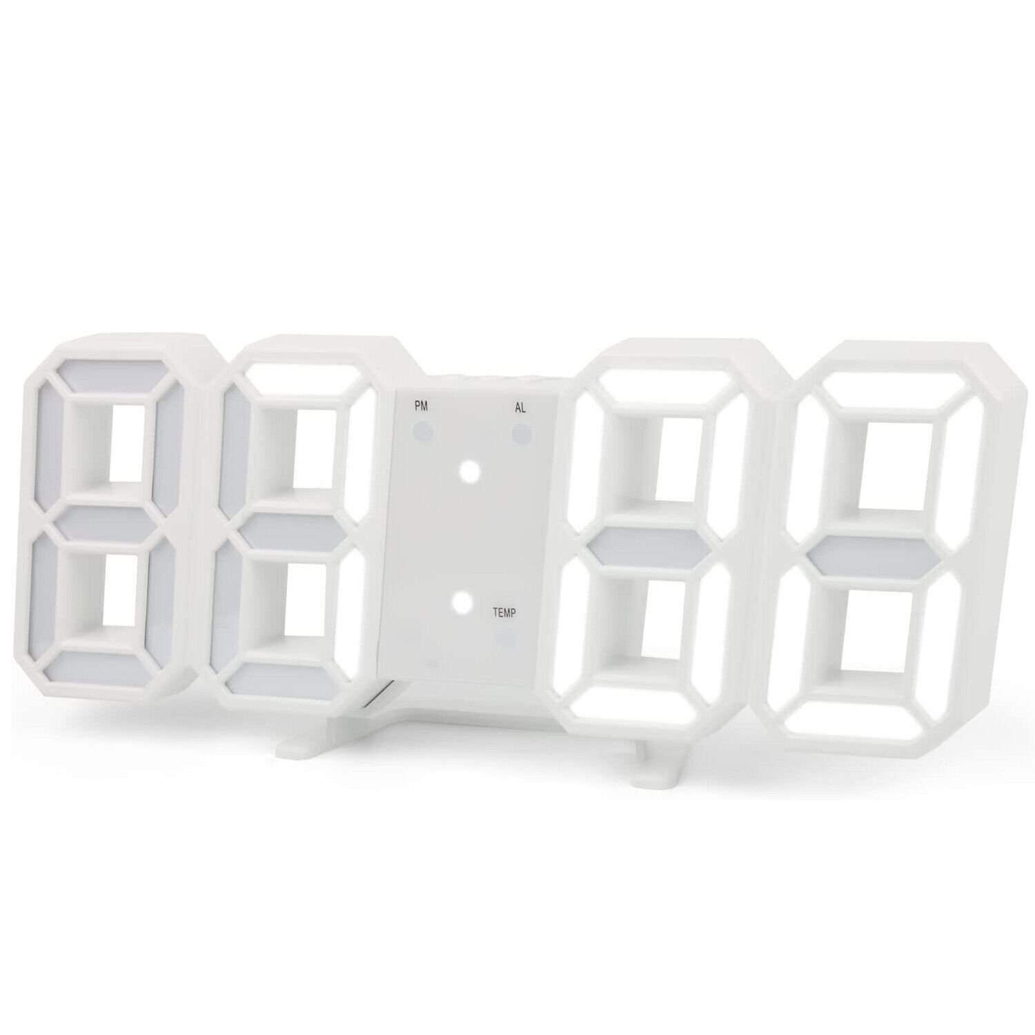 Digital LED 3D Display Clock Alarm Desk Wall Brightness Snooze USB Home Decor