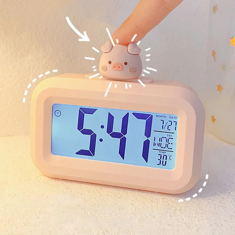 Digital Temperature Desk Alarm Clock: Battery-Powered with Timer Functionality