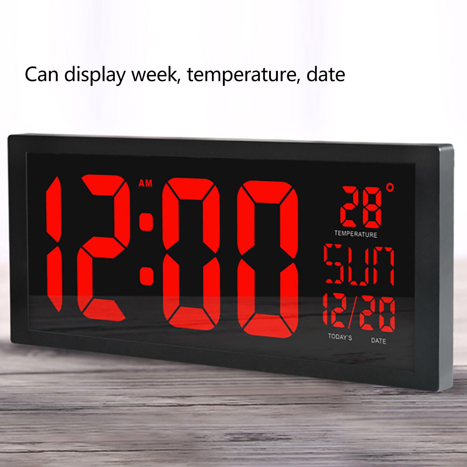 Digital Wall Clock 14" Large Big Jumbo LED Number Display w/Calendar Temperature