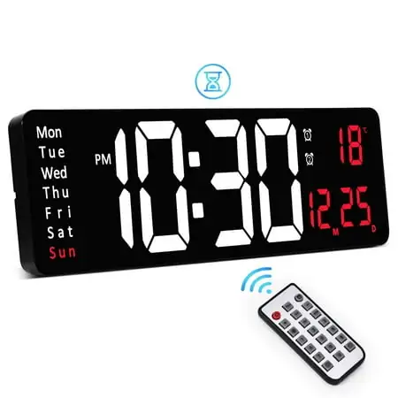 Digital Wall Clock Large Number Display, 16 . 2 LED Digital Alarm Clock w/Wireless Remote Control