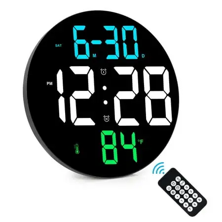 Digital Wall Clock, LED Digital Clocks Large Numbers Wall Display w/Wireless Remote Control&USB