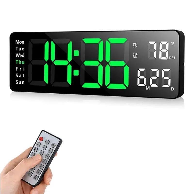 Digital Wall Clock, Remote Control Large Screen Wall Clock with Temperature Date