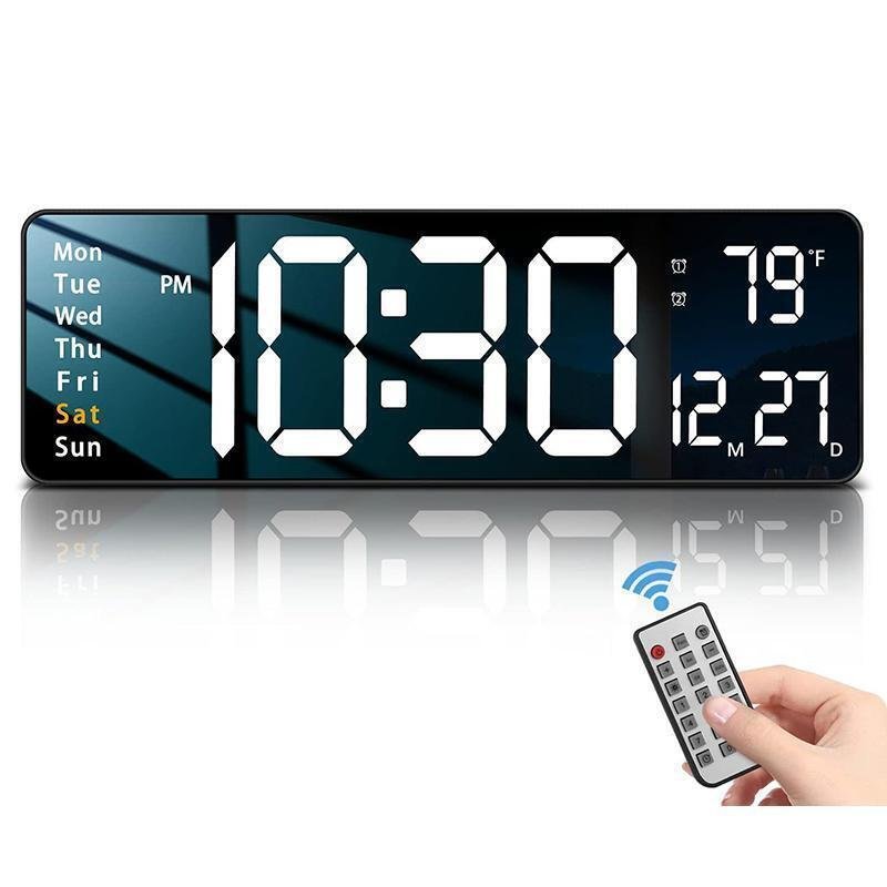 Digital Wall Clock, Remote Control Large Screen Wall Clock with Temperature Date