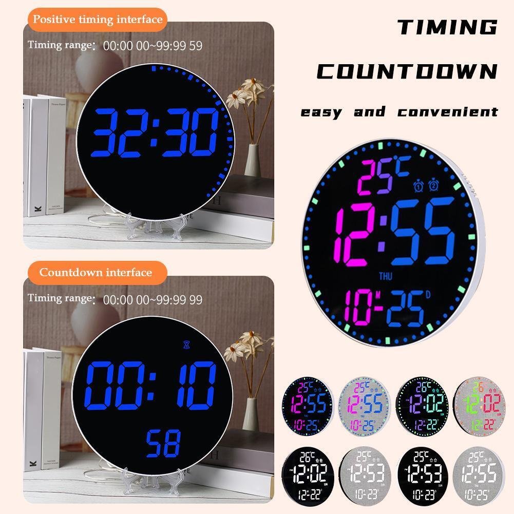 Digital Wall Clocks, Digital Clock Adjustable Brightness Display Large Al✨s N2O8