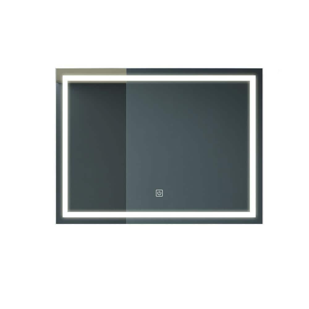 Dimmable 40 in. W x 32 in. H Large Rectangular Frameless Anti-Fog...