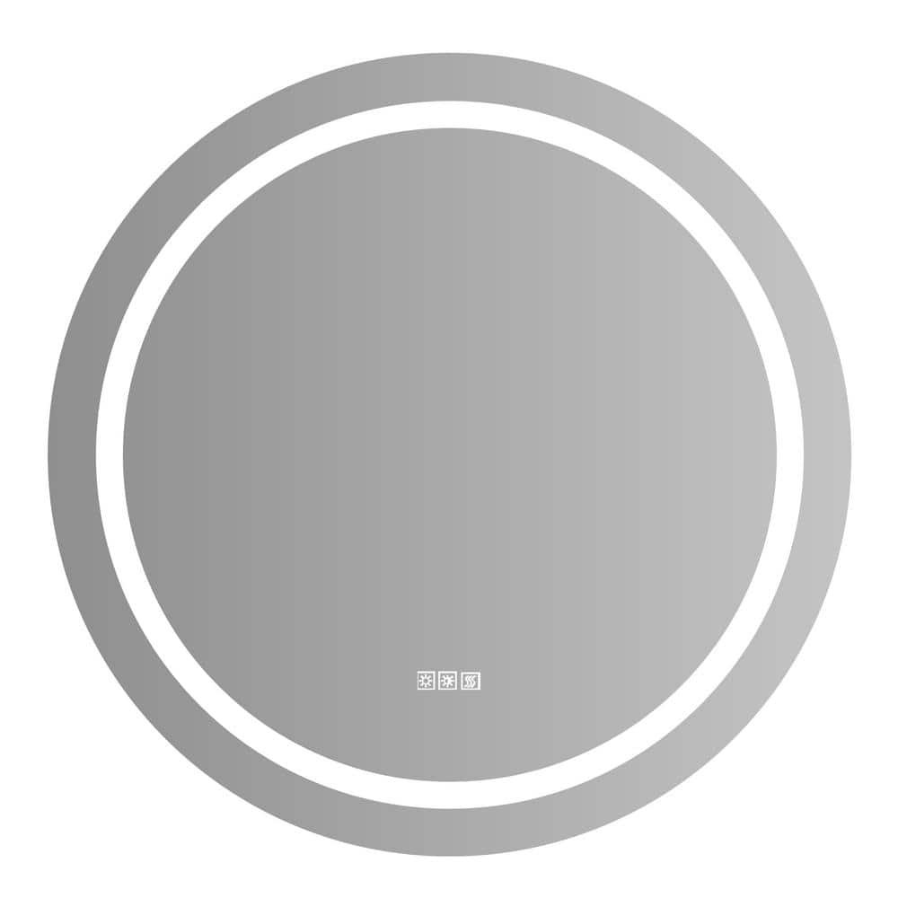 Dimmable LED 24 in. W x 24 in. H Large Round Frameless...