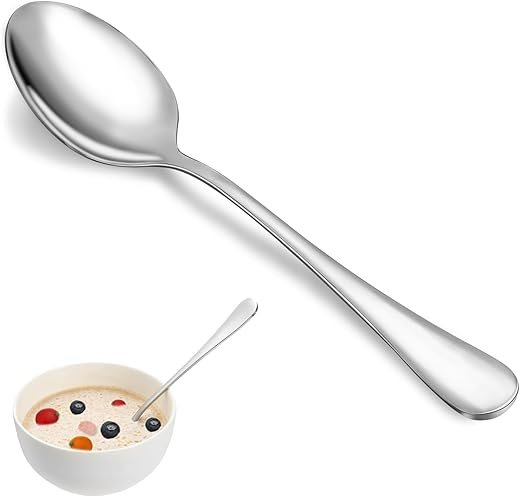 Dinner Spoon Set,16 Pcs 7.3" Tablespoons,Premium Food Grade 18/10 Stainless Steel Spoons,Durable Metal Spoons,Tablespoon,Silverware Spoons Only,Mirror Finish & Dishwasher Safe,Use for Home,Restaurant