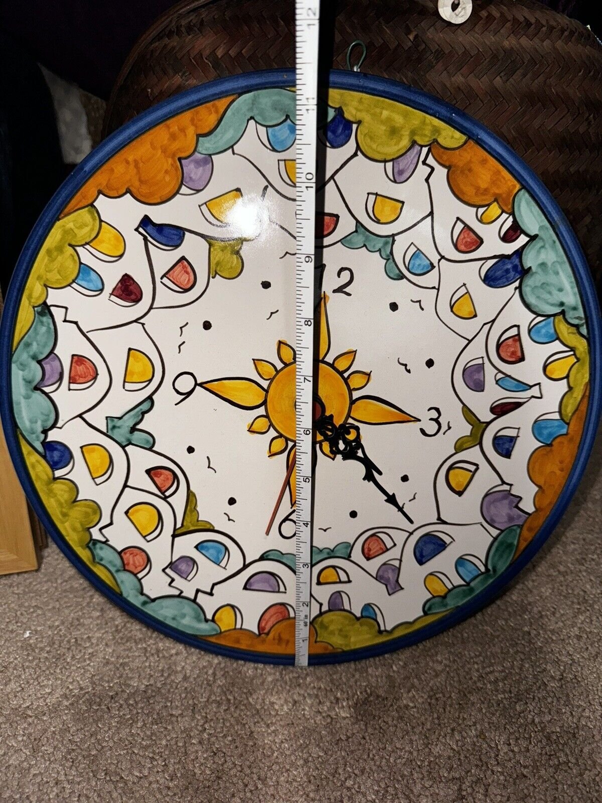 Dip Amano Artist Signed Vintage Hand painted Ceramic Italy Village Coast Clock