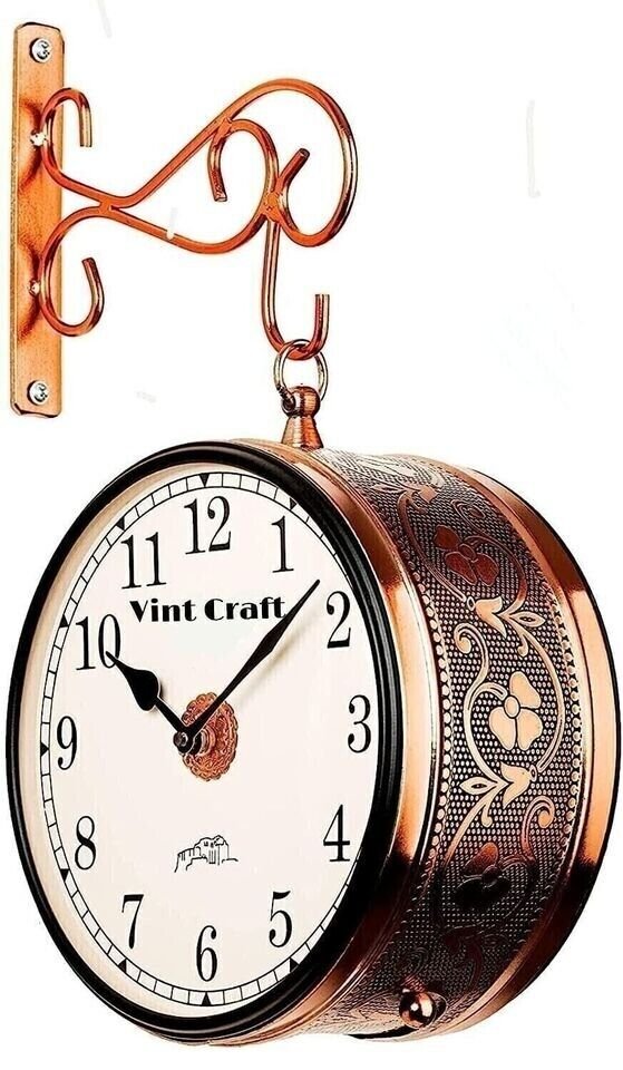 Double Sided 8" Wall Clock Antique Style Railway station Wall Decor Gift Home
