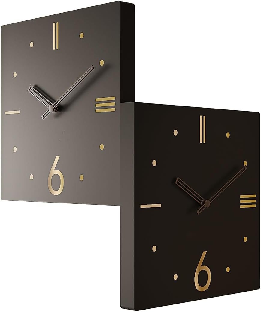 Double Sided Wall Clocks 11.8Inch Corner Wall Clock Square Decorative Creative D