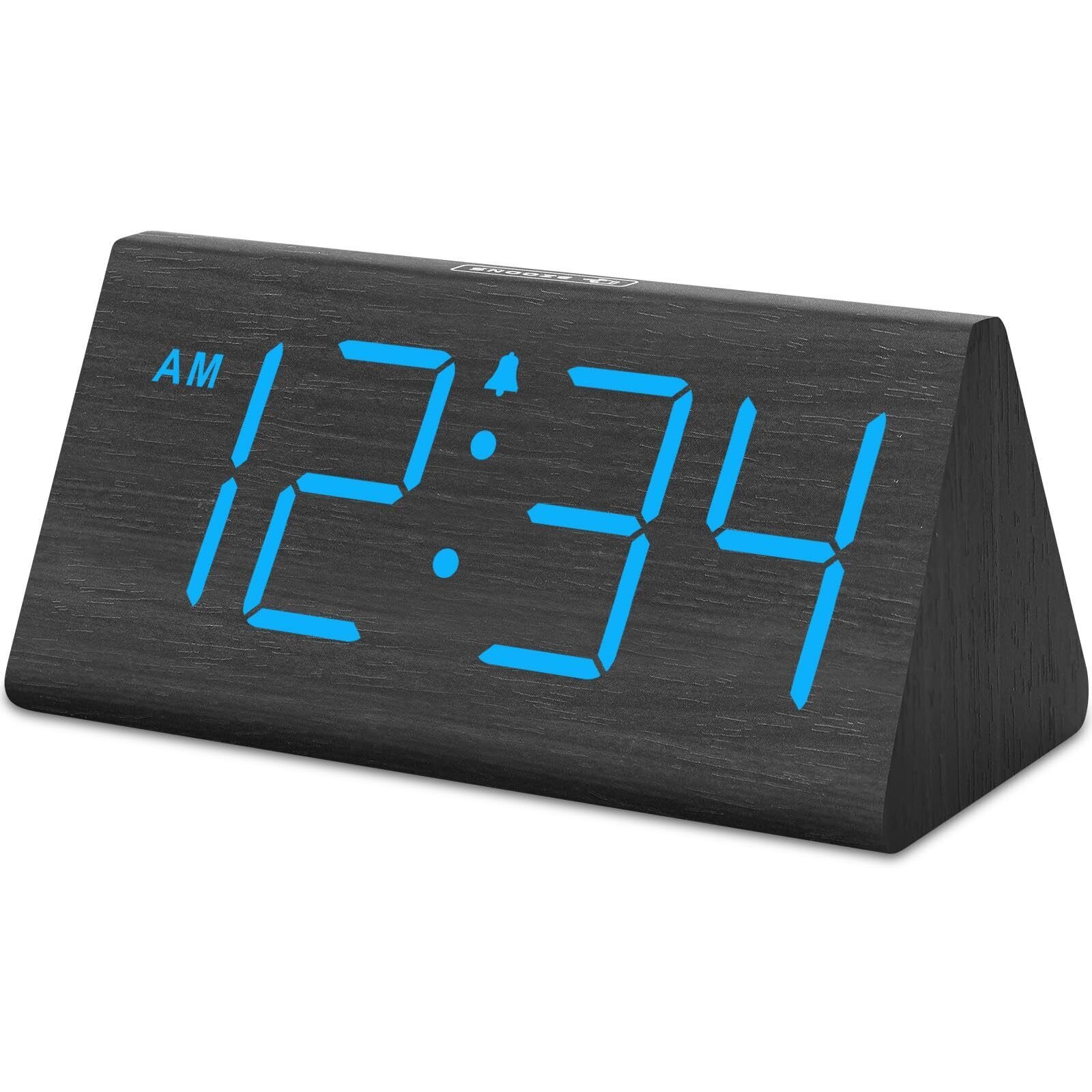 DreamSky Wooden Digital Alarm Clocks for Bedrooms - Electric Desk Clock with ...