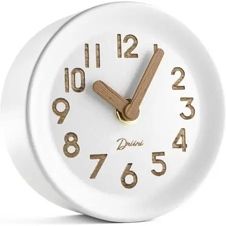 Driini Wooden Analog Desk Clock – Easy Driini Wooden Analog Desk Clock – Easy to Read; Silent Sweep Table Decor image