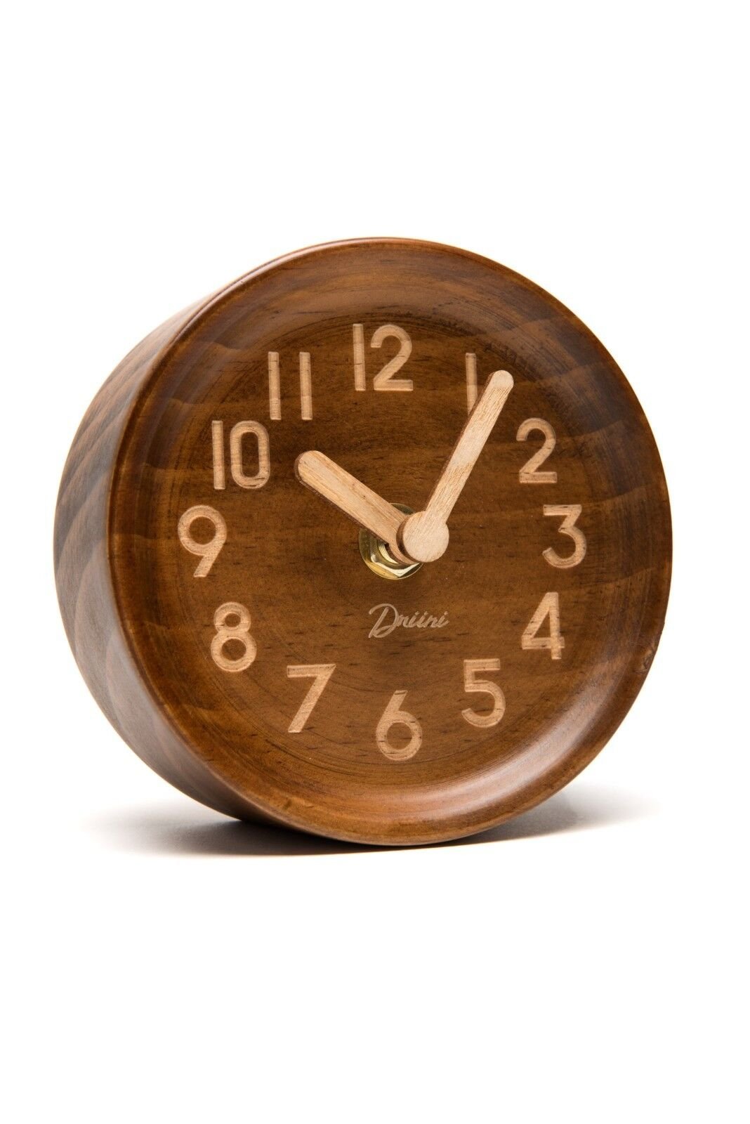 Driini Wooden Desk & Table Analog Clock Made of Genuine Pine (Battery Operated)