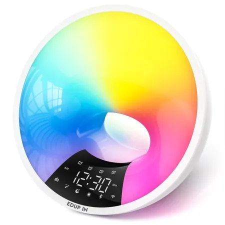 EDUP Sunrise Alarm Clock Wake Up Light Rotating lights APP/Voice Control Smart Sunlight Simulation