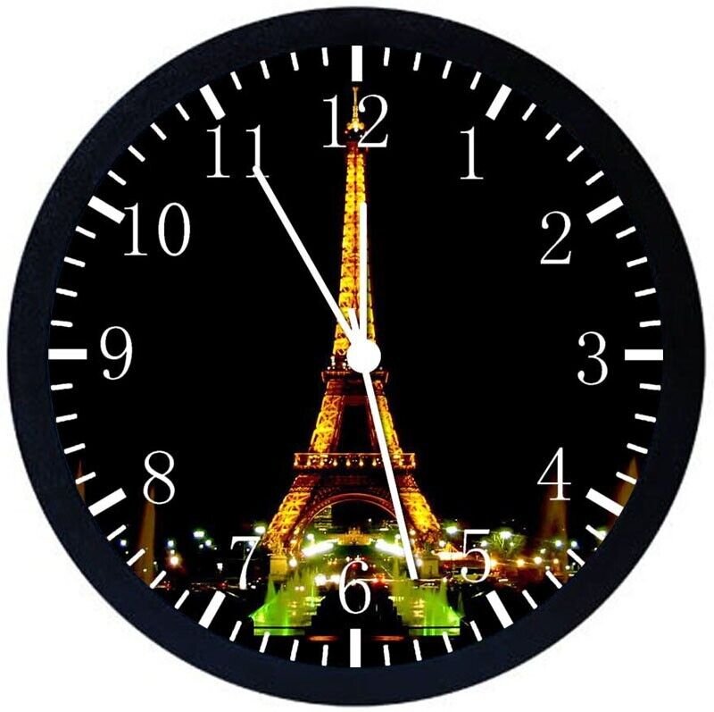 Eiffel Tower Wall Clock 12" Large Personalized option with adding names E100