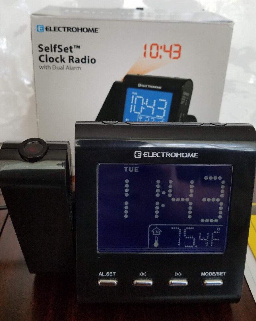Electrohome dual alarm projection clock radio original box and manual