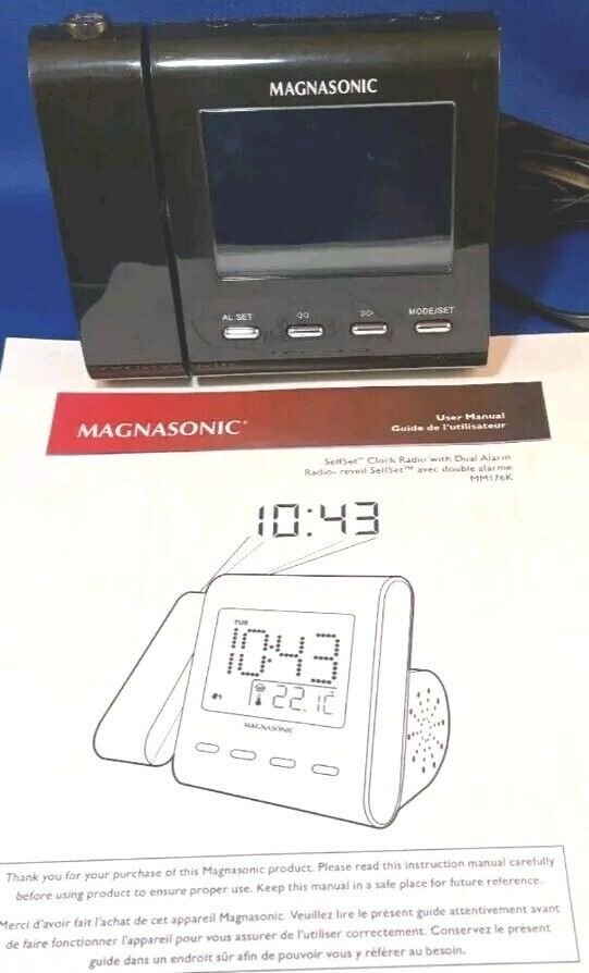 Electrohome Eaac601 Projection Alarm Clock With Am/fm Radio Battery Backup
