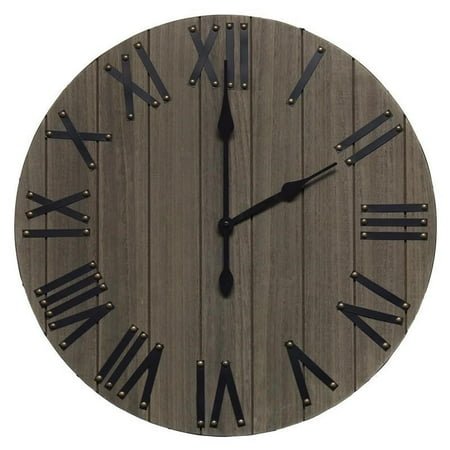 Elegant Designs Handsome 21 Rustic Farmhouse Wood Wall Clock, Rustic Gray