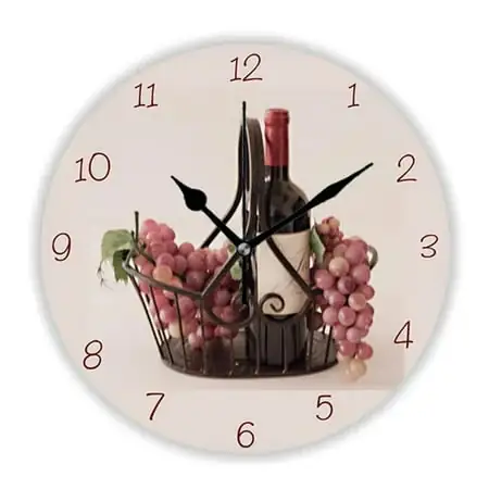 Elegant Red Wine Bottles and Grapes Large Wall Clock for Living Room Modern Fruit Kitchen Dining Room Wall Elegant Red Wine Bottles and Grapes Large Wall Clock for Living Room Modern Fruit Kitchen Dining