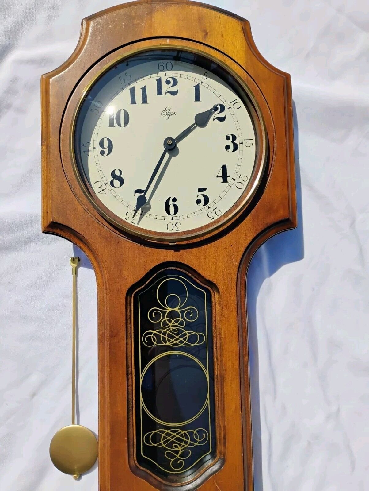 Elgin Guaranteed Works Pendulum Wall Mantle Clock West Germany Quicky Shipped