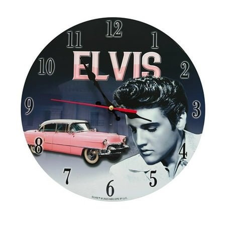 Elvis Presley Round wall clock 11.75â Elvis pink caddy