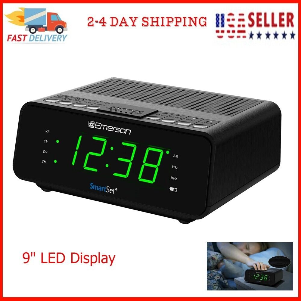 Emerson SmartSet Alarm Clock Radio with AM/FM Radio, Dimmer, Sleep Timer and .9"