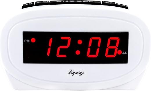 Equity by La Crosse Digital Red LED Electric Alarm Clock, White